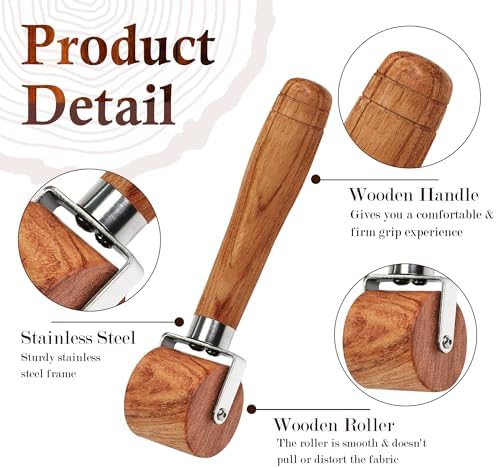 Savina Quilting Seam Roller, Wooden Pressing Roller, Easy to Grip Handle Tools for Quilting, Sewing, Wallpaper, Home Decoration.