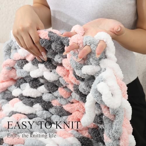 Chunky Yarn for Hand Knitting, No7 Thick Yarn, 250Grams 32Yards, Pack of 4, Perfect for Knitters and Crafters (Kitten)
