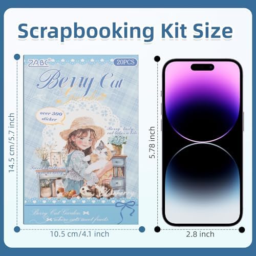 Cat Series Sticker Scrapbooking Supplies for Junk Journal, 20 Sheets PET Stickers
