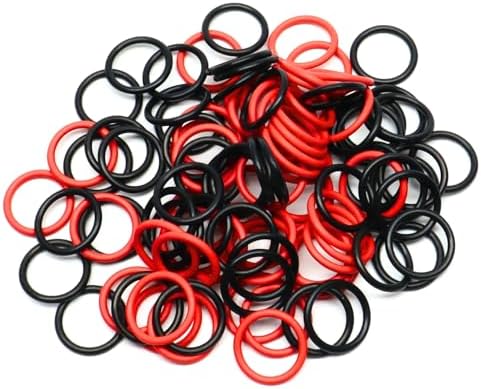 (100 Pack) Soft Stitch Ring Markers for Knitting and Crochet - Flexible, Snag-Free Rubber Stitch Markers (Medium Size for Needle Sizes 9-15, Red & Black)