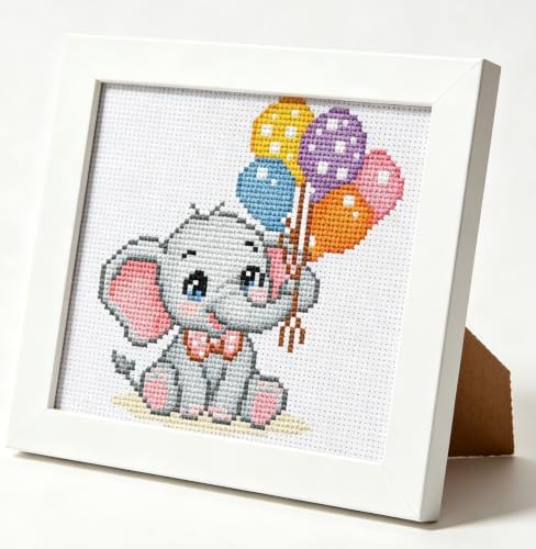 Elephant Stamped Cross Stitch Kits for Adults,Beginner Cross-stitch Kits