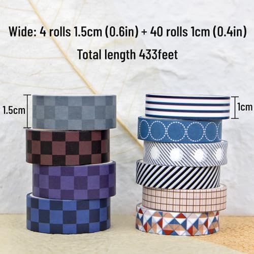 Ieebee 44 Rolls Minimalist Washi Tape Set for Journaling & Scrapbooking