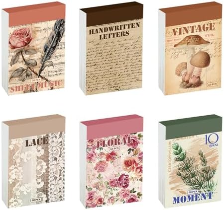 300 Pcs Vintage Washi Stickers Book | Ephemera Pack, 6 Theme Sets for Journaling, Scrapbooking, Bullet Journals - Reusable & Repositionable