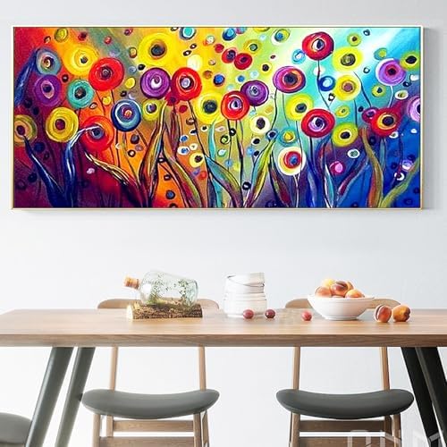 YALKIN Paint by Number for Adult Kits, DIY Abstract Wild Flower Oil Acrylic Painting Kits for Adults Beginners on Canvas for Home Wall Decor Gifts 40x90CM/15.8x35.4in (No Frame)
