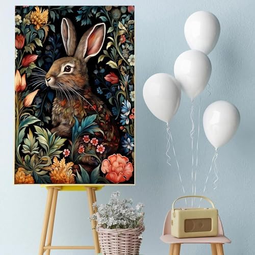 EIBEILI Diamond Painting Kits for Adults DIY 5D Diamond Art Paint with Round Diamonds Full Dril Gem Rabbit Art Painting Kit for Home Wall Decor Gifts 12x16inch