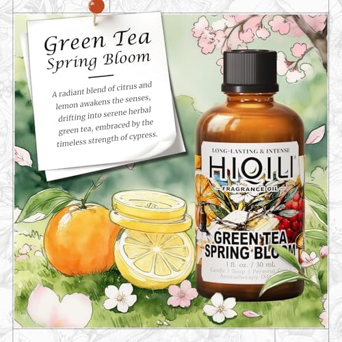 HIQILI Green Tea Spring Bloom Fragrance Oil for Diffuser, Candle & Soap