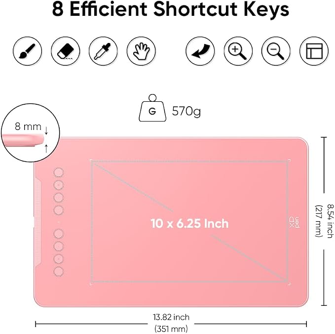 XPPen Deco 01 V3 10x6 Drawing Tablet | 16K Pressure Pen | Battery-Free Stylus | 8 Hotkeys | for OSU Gaming & Teaching | PC/Mac/Android/ChromeOS Compatible | Pink