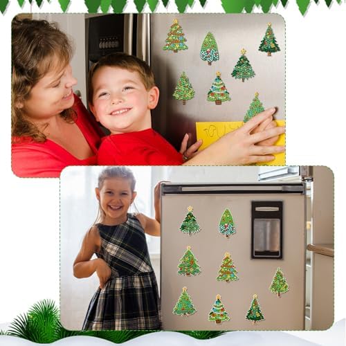 Motipuns 30 Pcs Diamond Magnets,Christmas Tree,Green