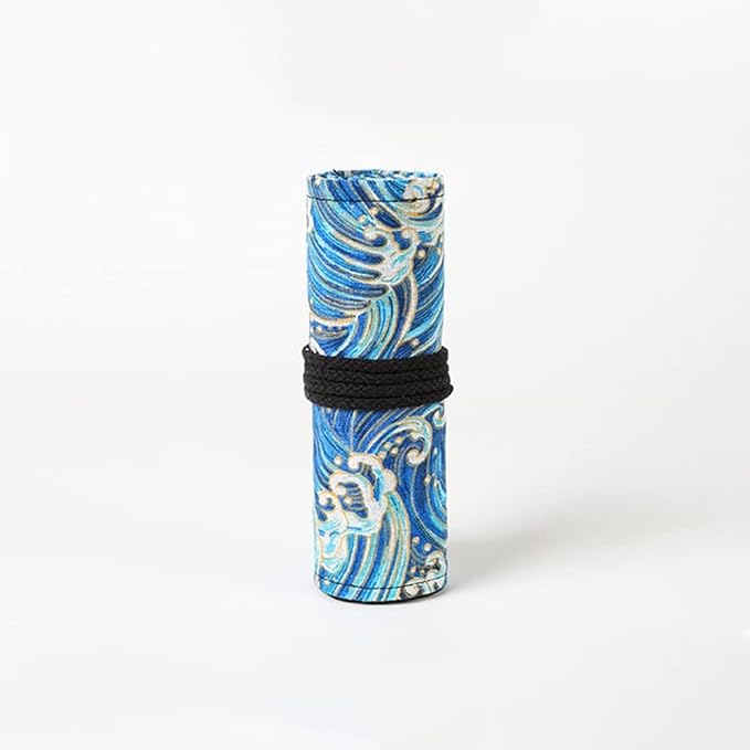DIYOMR 12/24/36/72 Slots Pencil Wrap Pencil Rolls，Artist Colored Pencils Roll Up Bag Short Brushes Pouch Case Pencils Organizer Drawing Coloring & Sketching，No Pencils (Blue Ocean，12slots) (PCD1098)