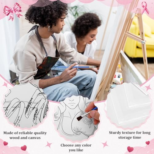 Sherr 140 Pcs 20 Set Pre Drawn Canvas Painting Kit, Breast Cancer Awareness