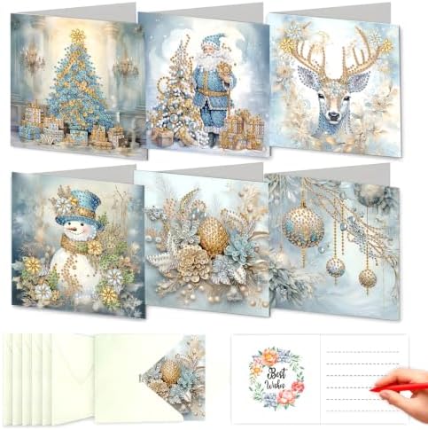 DDGYP 6 Pack Christmas Diamond Art Cards for Adults with Envelopes