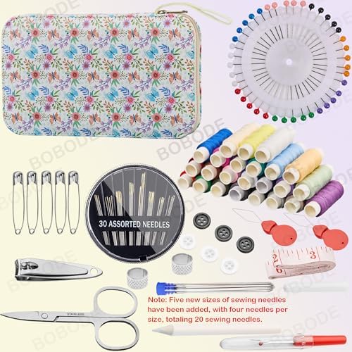 Bobode Printing Floral Travel Sewing Kit with 130 PCS Sewing Accessories