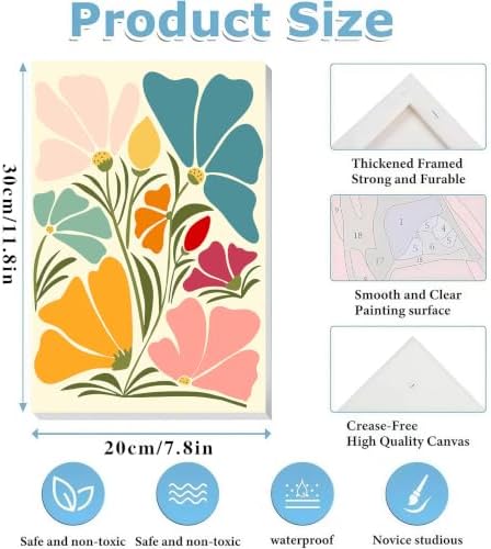 4 Pack Frame Paint by Numbers Kit for Adults, Flowers Paint by Numbers