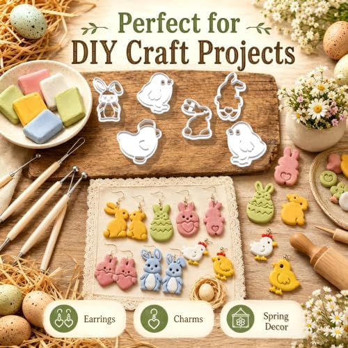 9PCS Farm Easter Clay Cutters