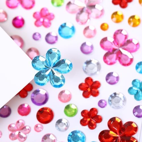 Gem Stickers for Crafting, Face, Eye, and Body Makeup, DIY Decoration, Kids' Rewards (Gem Stickers B 8 Sheets)