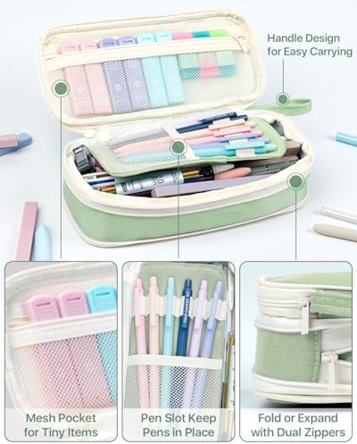 Four Candies 56PCS School Supplies with Pencil Case, Stationery Set, Green