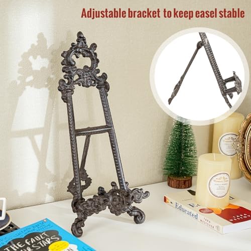 Sungmor Vintage Cast Iron Cookbook Stand, 15.5 Inches Tall Antique Brown