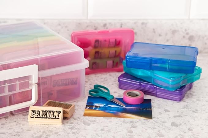 IRIS USA Photo Storage Box |Made in USA| 16 Cases - (2-Pack) - Clear/Multi