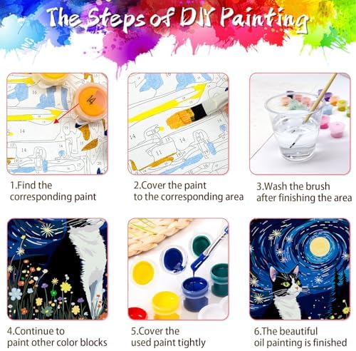 ZTOTZ Paint by Numbers Kit for Adults Cats, Paint by Number Animals,Black cat Paint-by-Number Kits for Adult Gift Home Decor(Black cat 16x20in)