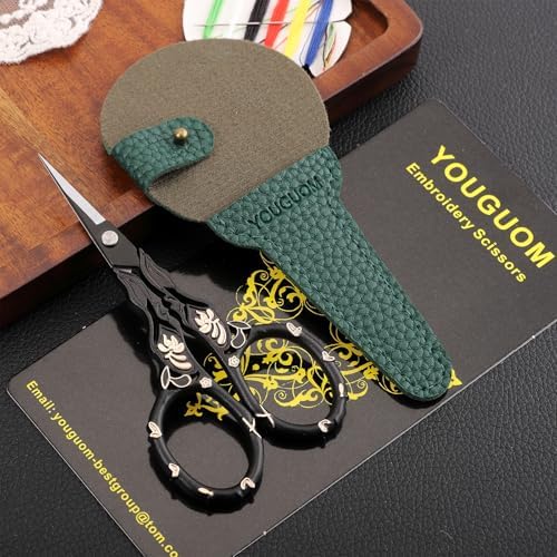 YOUGUOM Sewing Embroidery Scissors with Cover, Crochet Snips