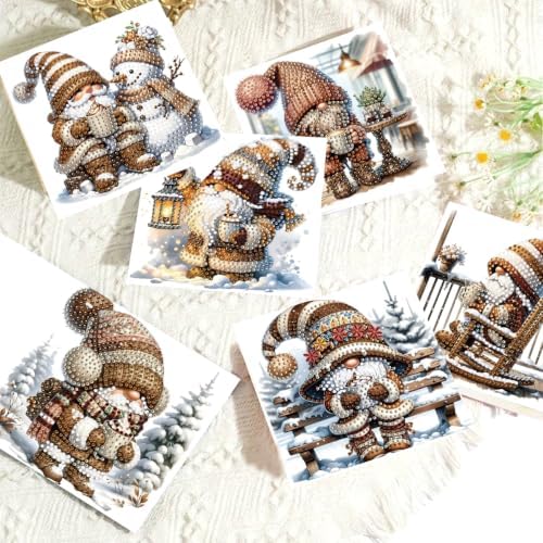LSQFS Diamond Painting Christmas Greeting Cards 6 Pack with Envelopes
