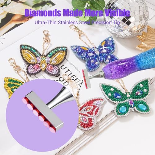 Huanlys Diamond Painting Pens, Diamond Art Pen Tools Accessories Kit with Thin Screw Steel Metal Tip Nibs, Roller for Art Crafts & Nail Art, Comfort Grip and Faster Drilling