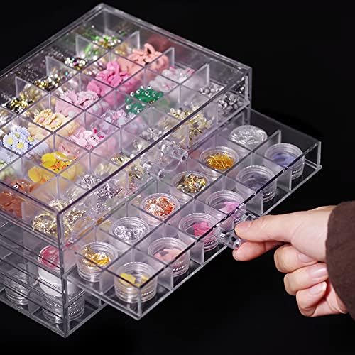 72 Grids Acrylic Organizer Box with 3 Drawers, Clear