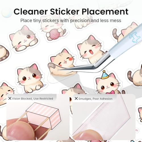 Craft Tweezers, Precision Tweezers with Leather Pouch for Stickers