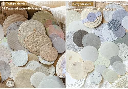 300Pcs Textured Scrapbook Supplies Kit, Round Edge Embossed Rice Paper