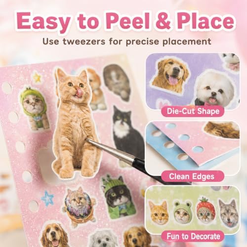 1000+Cat Sticker Book Kawaii Heisei Retro Stickers for Journaling Y2k Cute Scrapbook Stickers