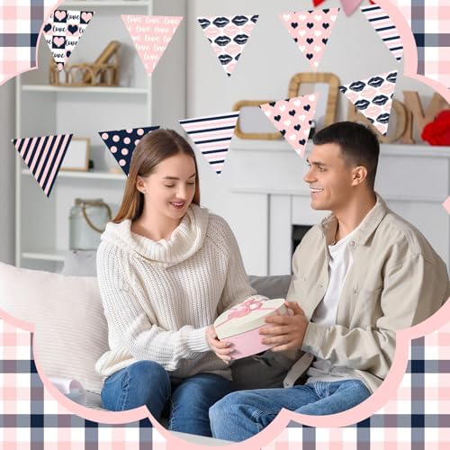 HunnmingRe 20 Pcs 10''x10'' Valentines Pink Quilting Fabric Square Bundle Love Heart Precuts Quiltted Fabric Plaid Polka Dot Printed Patchwork Supplies for DIY Material Sewing Craft Strips