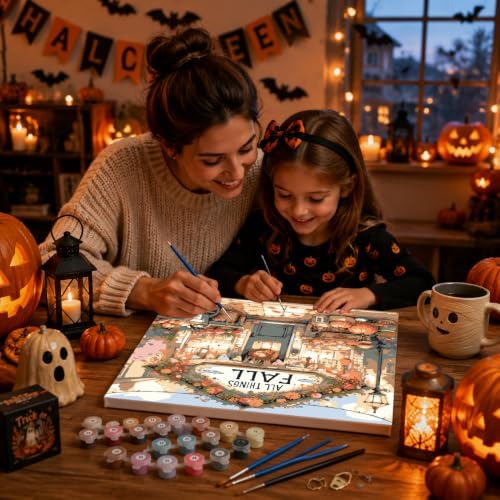 Fall Shop Paint by Numbers Kit for Adults Beginner with Framed 10x10 Inch