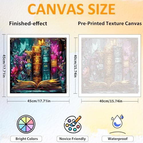 CRZMODE Magical Book Paint by Numbers Kit for Adults, Book Paint by Numbers for Adults, Acrylic Painting Crafts for Home Decor Gift (16x16inch)