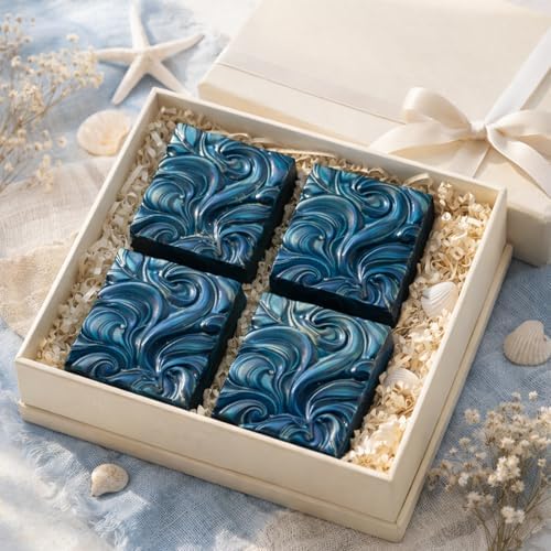2Pack Ocean Wave Silicone Soap Mold Square Waves Soap Mold Sea Wave Silicone Molds Waves Handmade Soap Mould Candle Mold for Wax Soap Candle Lotion Bath Bombs Resin IceCube Cake Chocolate Candy Pastry