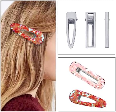 60PCS Hair Clips for Silicone Resin Molds, DIY Hair Bow Clips Pearl Hairpin Hair Accessories for Girls and Women (Silver)