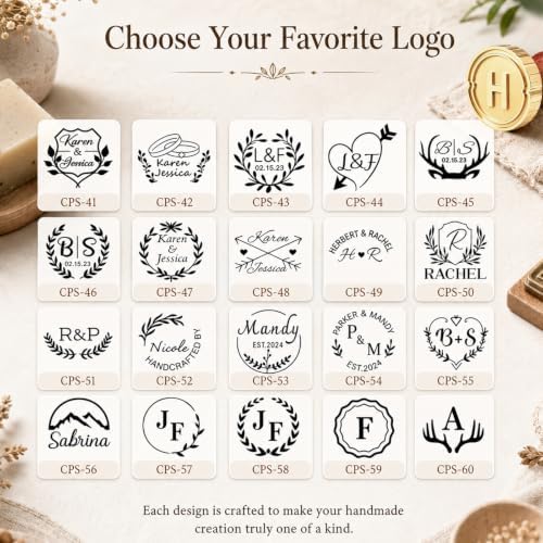 Personalized Soap Stamp for Homemade Soap, Unique DIY Soap Making Supplies | Custom Stamp Logo 86 Designs/Your Own Branding Logo Text, Handmade Soap Making Kit, Soap Craft Tools Handcrafted Wedding Gift