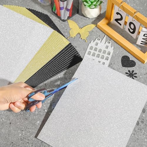 30 Sheets Mixed Color Glitter Cardstock 92lb Thick Sparkle Paper 8.5" x 11"