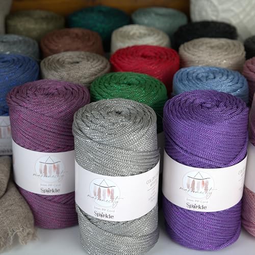Makromecity Sparkle 2 Skeins of Polypropylene Macrame Cord 3mm x 131 Yards (394 feet) Premium Polyester Macrame Cord for Macrame Art & Crafts for Wall Hangings, Bags, Underplate, Rug