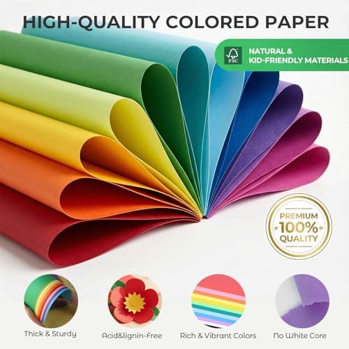 Koogel 60 Sheets Colored Craft Paper, 8.27" x 11.7" (A4 Size)
