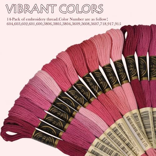 Premium Rainbow Color Embroidery Floss - Cross Stitch Threads - Friendship Bracelets Floss - Crafts Floss - 14 Skeins Per Pack Embroidery Floss, Dark Plum Gradient