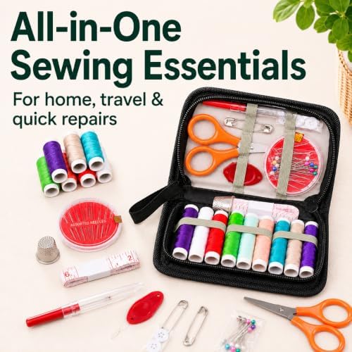 LEIYULY Sewing Kit for Adults, Needle and Thread Kit, Sewing Supplies (45_Black)