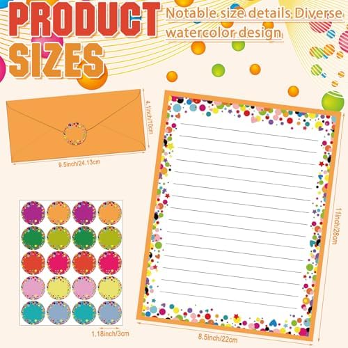 TaoBary 160 Pcs Polka Dot Stationery Paper and Envelopes Set, 8.5 x 11''