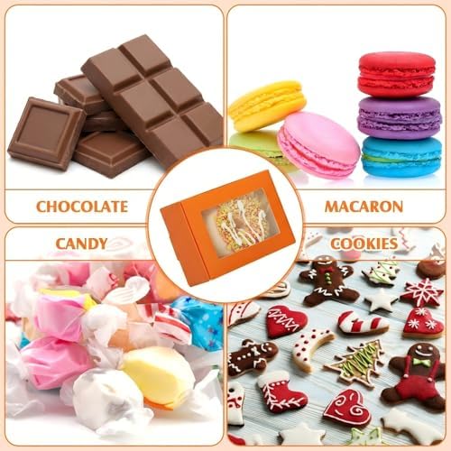 Zonon 30 Pcs Mini Kraft Soap Boxes with Window Homemade,Orange