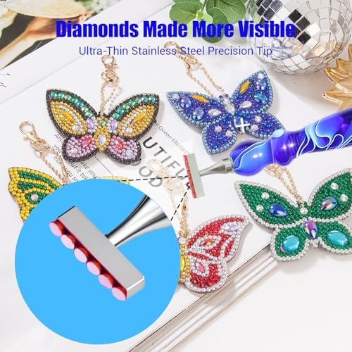 Huanlys Diamond Painting Pens, Diamond Art Pen Tools Accessories Kit with Thin Screw Steel Metal Tip Nibs, Roller for Art Crafts & Nail Art, Comfort Grip and Faster Drilling