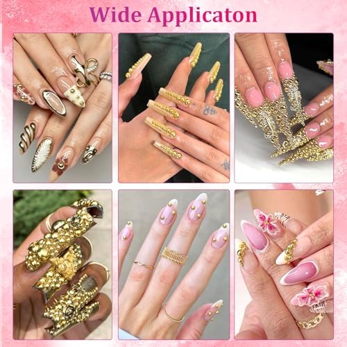 2 Boxes Flatback Nail Pearls for Nail Art Gold Pearl Charms and Gems