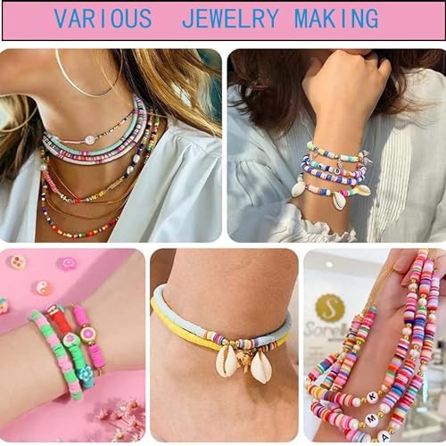 XMZCOLA Clay Beads Bracelet Making Kit, 144 Colors Flat Polymer Friendship Spacer Heishi Beads for Jewelry Making with Letter Beads and Elastic Strings, 2026 Crafts Christmas Gift (144 Colors)