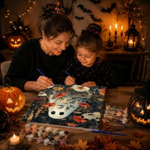 Ghost Paint by Numbers Kit for Adults Beginner with Framed 10x12 Inch