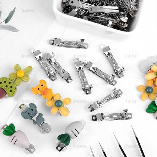 AUEAR, 50 Pack 40mm Blank French Barrette Metal Rectangle Hair Clips Iron Alligator for DIY Clip Craft