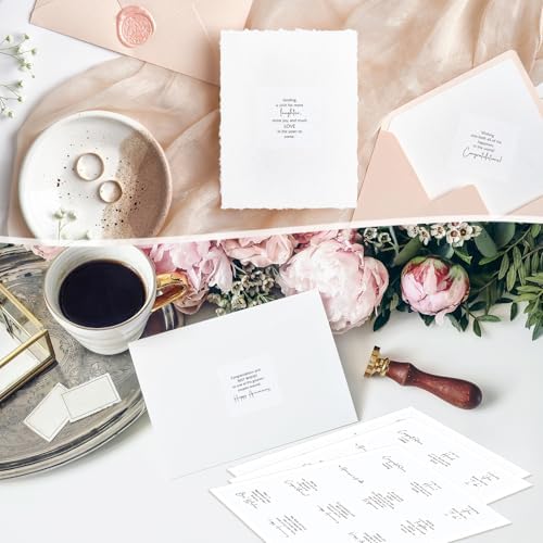 Watersay 240 Pcs Wedding Selection Peelable Stickers for Favors Greeting Quotes for Gift Boxes, Card Making, Envelopes, Wedding Anniversary Party Decorations, 4 x 3.5 Inches
