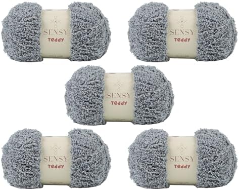 S Sensy Teddy - Micro Polyester Amigurumi Yarn 5 Skeins Gray 109 Yards 4 oz